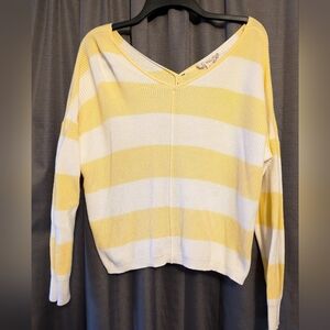Women's Pink Republic Yellow and White Striped Sweater Sz. L